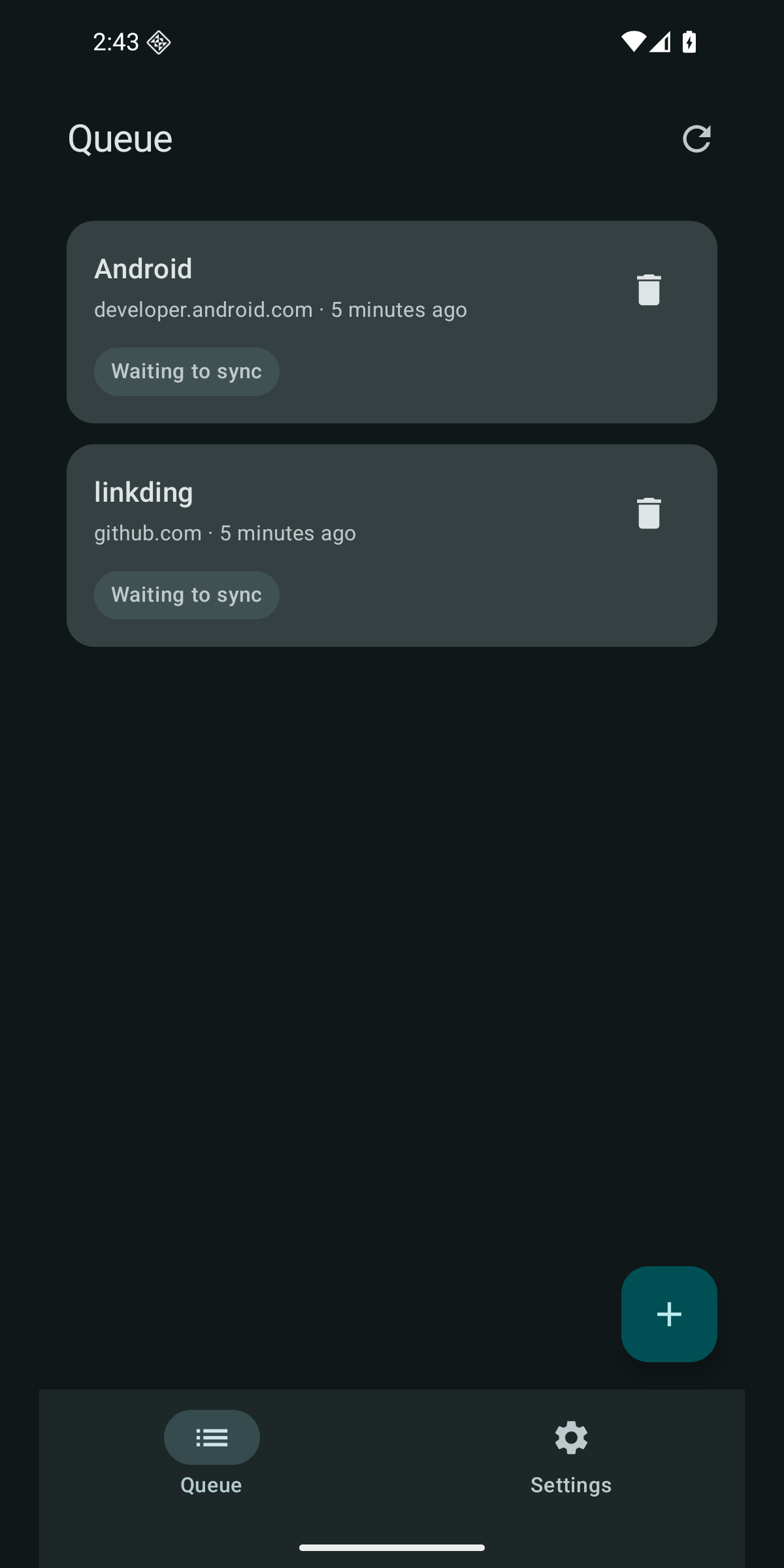 Очередь ссылок ShareDing